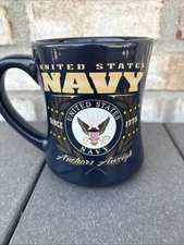 United States Navy Coffee Mug 16 Oz Anchors Away  Navy Blue