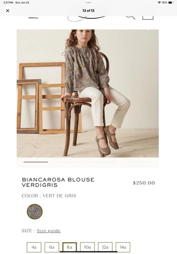 Bonpoint Liberty Of London Floral Betsy Pistachio Cotton Blouse Top 6 Yr Bonton - Picture 11 of 11
