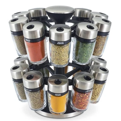 Cole & Mason Gewürzkarussell drehbar mit 20 gefüllten Gewürzgläsern und Streuern