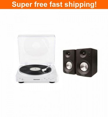 Crosley Fully Automatic Bluetooth 2-Speed Turntable with S100A Stereo Speakers,W