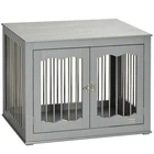 Dog Crate Side Table Grey MDF & Steel 80.5x59.5x62.5cm 3 Doors Lockable for Med