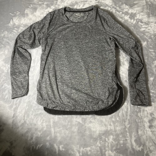 Athleta Uptempo Top Womens Large Gray Long Sleeve Polyester Stretch Thumbholes