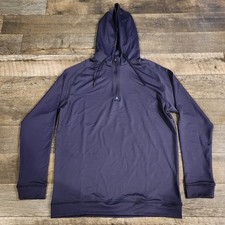 Swannies Golf Mens Large Vandyke 1/4 Zip Golf Performance Hoodie Navy Blue New