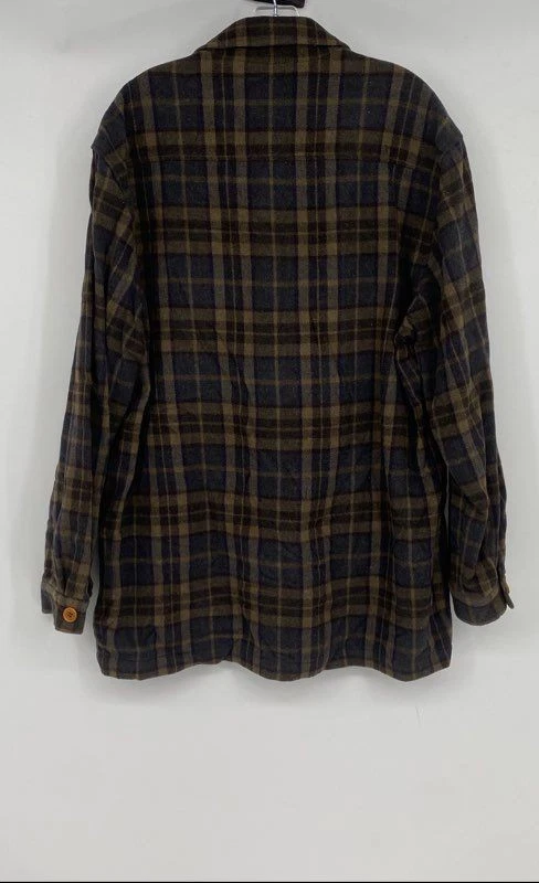 Le Collezioni Structure Mens Multicolor Plaid Flannel Shirt Jacket Size 5 - Image 2 of 4