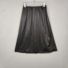 Vintage Warners Half Slip Skirt Womens Large Black Nylon Lace Trim Made USA 90s