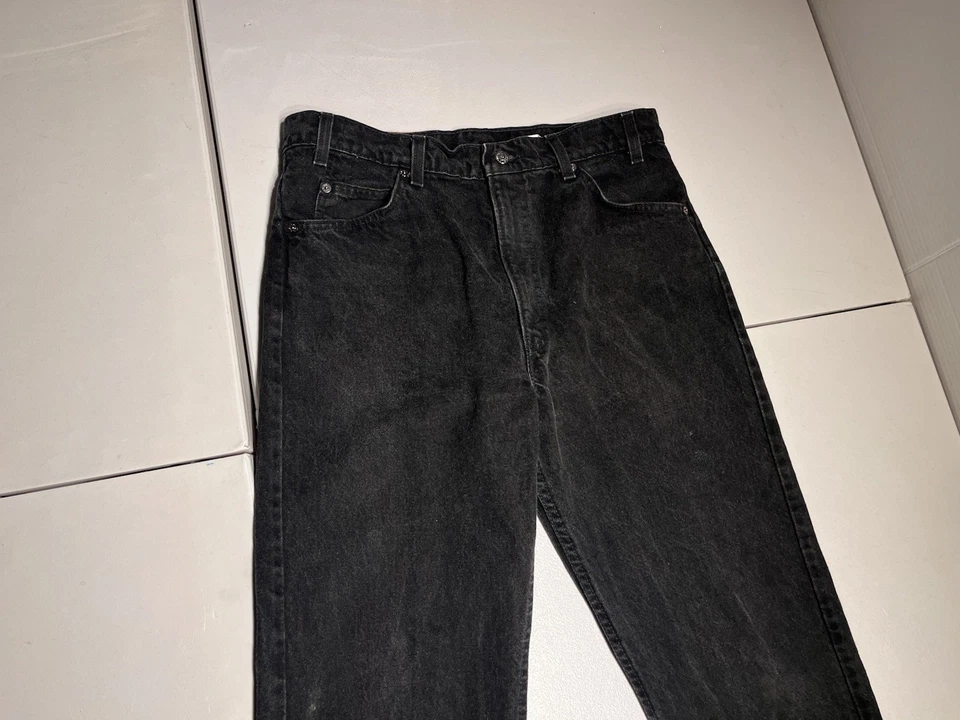 Pantalones de mezclilla Levis 505 para hombre 36x32 negro naranja lengüeta recta Levi's de colección 34x32 Foto 3 de 4