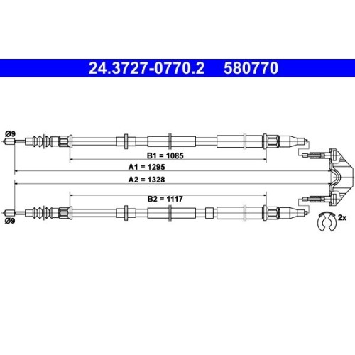 1X Seilzug, Feststellbremse ATE 24.3727-0770.2 Passend FüR Opel Vauxhall-image