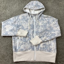 Old Navy Active Hoodie Women's Medium Cream Gray Zip Front Dynamic Fleece