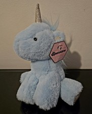 NWT FAO Schwarz Sparklers Blue  Gold Unicorn 8" Plush Stuffed Animal Toy Stuffy
