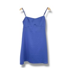 Urban Outfitters Bella Bow-Back Satin Mini Dress M Blue Spaghetti Y2K Coquette