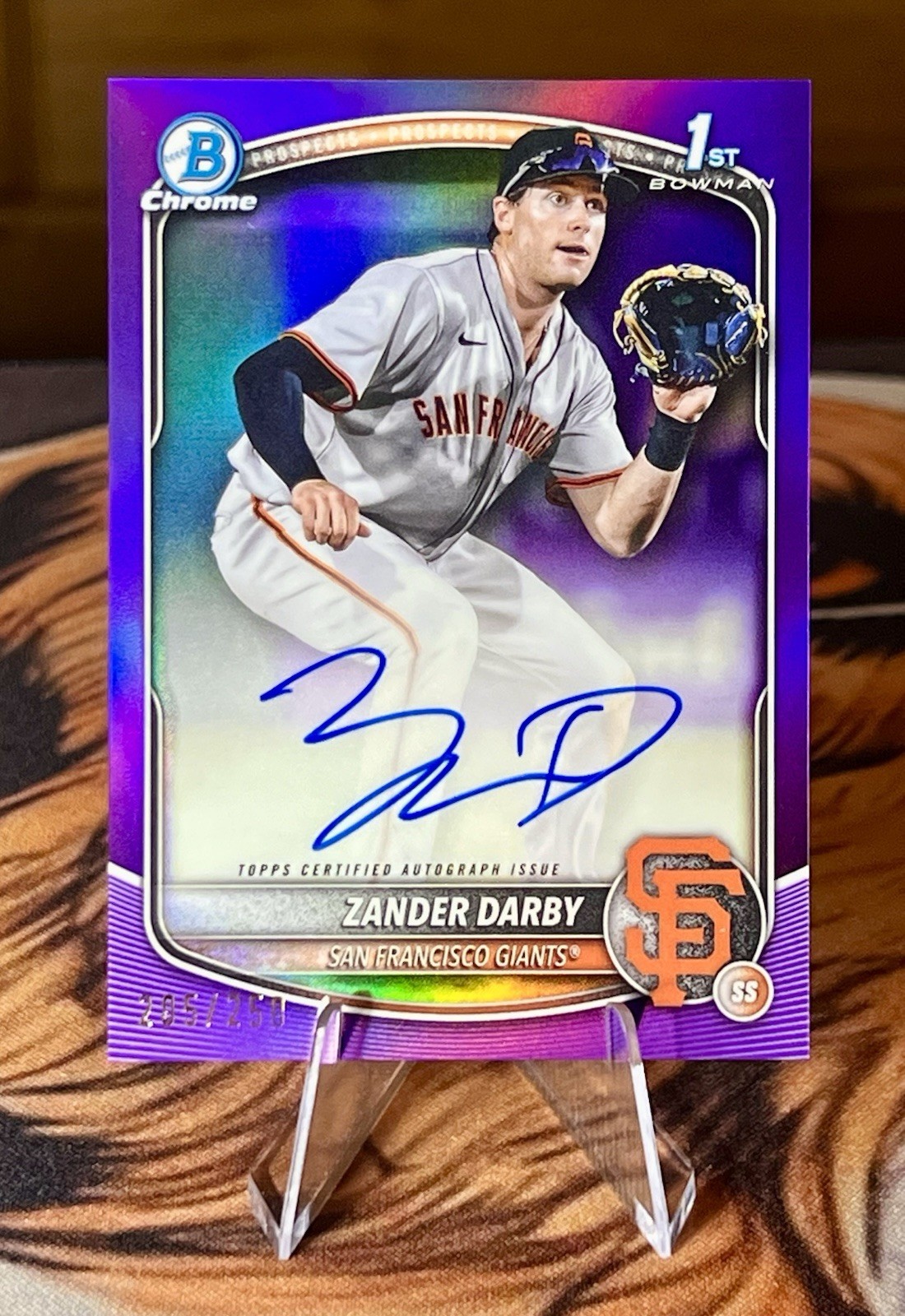 2025 Bowman Chrome Zander Darby 1st True Purple Refractor Auto 205/250 #CPA-ZD