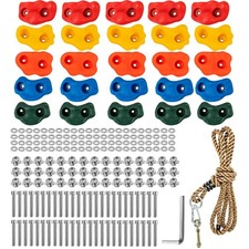 25 Pack Rock Climbing Holds - Multi-Colored Grips with Mounting Hardware