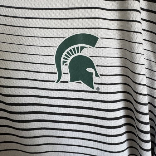 Michigan State Spartans Shirt Mens XL NCAA Basketball Polo Striped - Picture 4 of 8