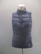 Eddie Bauer Size S Womens Blue Full Zip Sleeveless Warm Down Vest 593