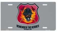 firefighter 9/11/01 remember the heroes metal license plate made in usa