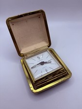 Vintage Europa 2 Jewels Travel Alarm Clock German Made Wind Up Compact VGC