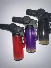3ct Blink Butane Gas 3” TORCH Lighters Refillable Adjustable Flame FREE SHIP