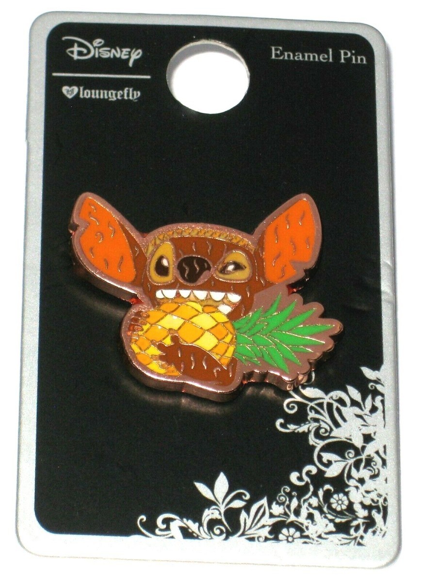 Rose Gold Disney Pin Lilo & Stitch Tiki Eats Pineapple Loungefly Hawaii Ohana