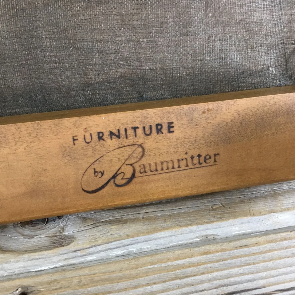 Baumritter Red Vinyl Ottoman Stacking Footstool Mid-Century Modern Wood Legs 16. - Image 4 of 4