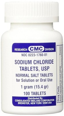 CMC Sodium Chloride Dehydration Electrolyte Supplement Tablet 100 Ct Pack of 3