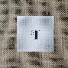 Finished Completed Cross Stitch Script Monogram Initial Letter T Piece