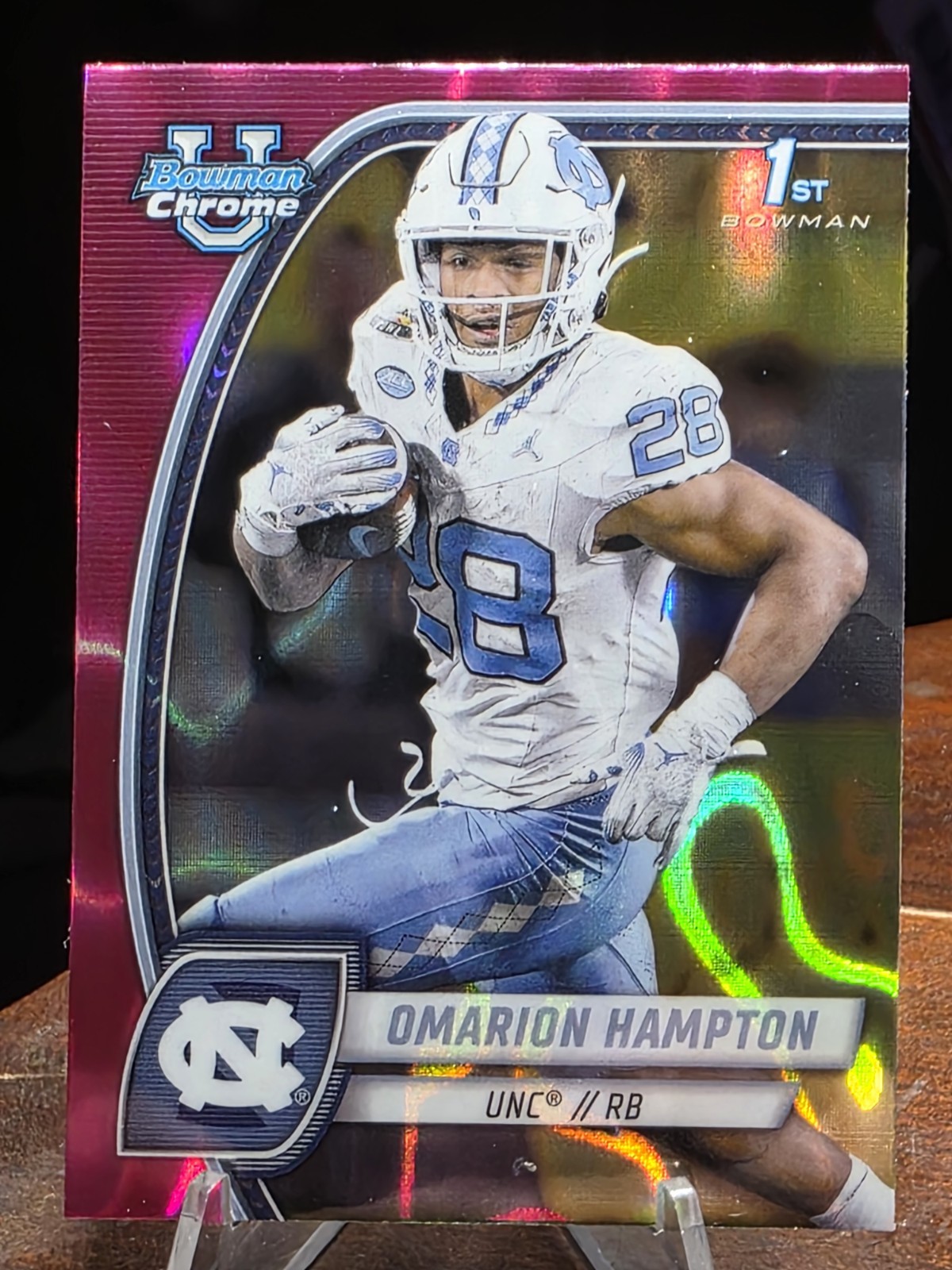 2024 Bowman University Chrome - Omarion Hampton #198 Pink Lava Refractor (RC)