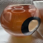 VTG Large Murano Hand Blown Art Glass Cased Cut To Clear Window Vase-Rose Bowl