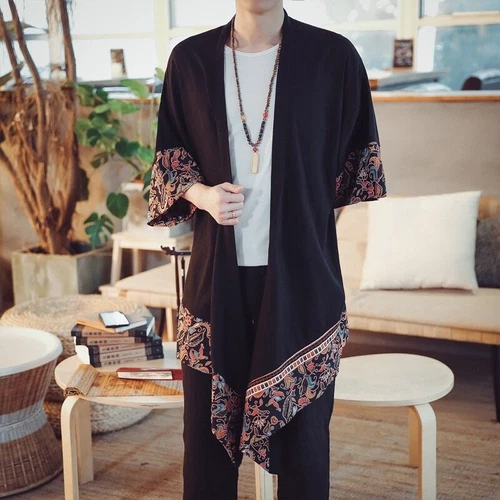 Sommer Kimono Strickjacke Herren Männer Samurai Kostüm Kleidung Kimono Jacke - Bild 21 von 38