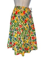 Vintage 70's Floral Button Up Pleated A-Line Skirt . Waist 28  Length 27  