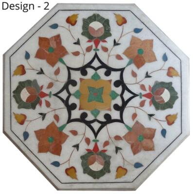18'' antique white Marble Center coffee Table Top multi Stone Inlay malachite w3