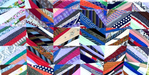 Vintage Crazy Quilt Barkcloth Silk Cotton Print Hand Made Quilted 90 x 33 - Photo 1/10