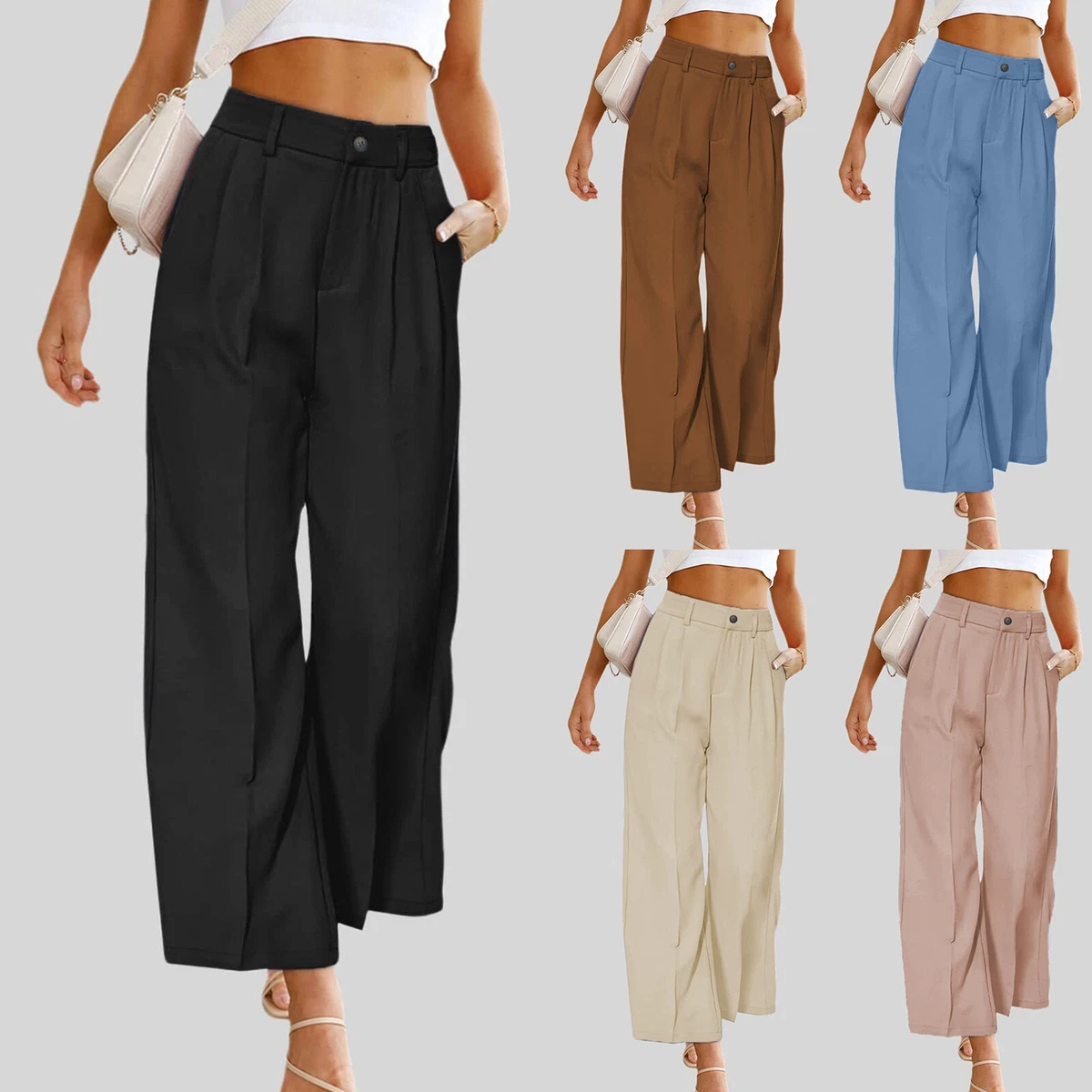 VILIGO Womens Casual High Waisted Wide Leg Pants Work Women Pants Casual