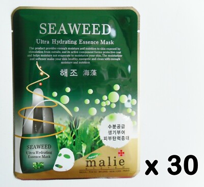 30pcs Malie SEAWEED Face Mask Packs Sheet 25g Elastic Firming Moisture Kosmetik