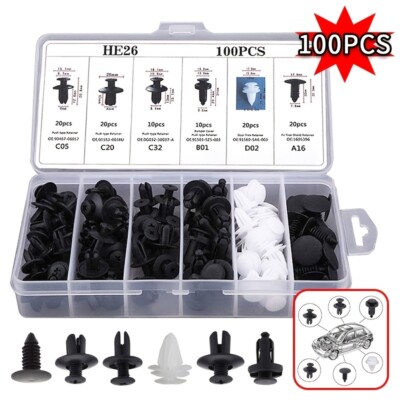 100pcs For Hyundai Kia Set Bumper Fender Liner Push Type Retainer Clips Fastener