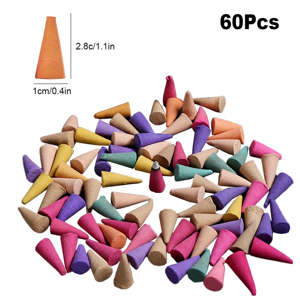 60Pcs Incense Cones Anxiety Relief Fragrance Incense Cones for Yoga Aromatherapy eBay