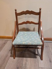 Vintage Wooden Childs Folding Chair With Fabric Seat