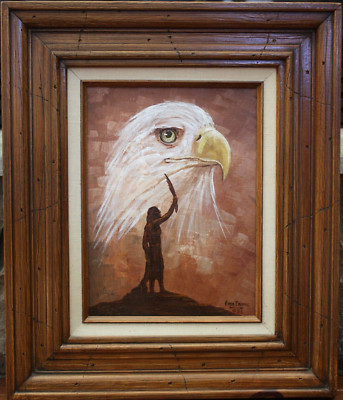 Ann Irons Native American Artist Original Oil on Canvas Native American & Eagle