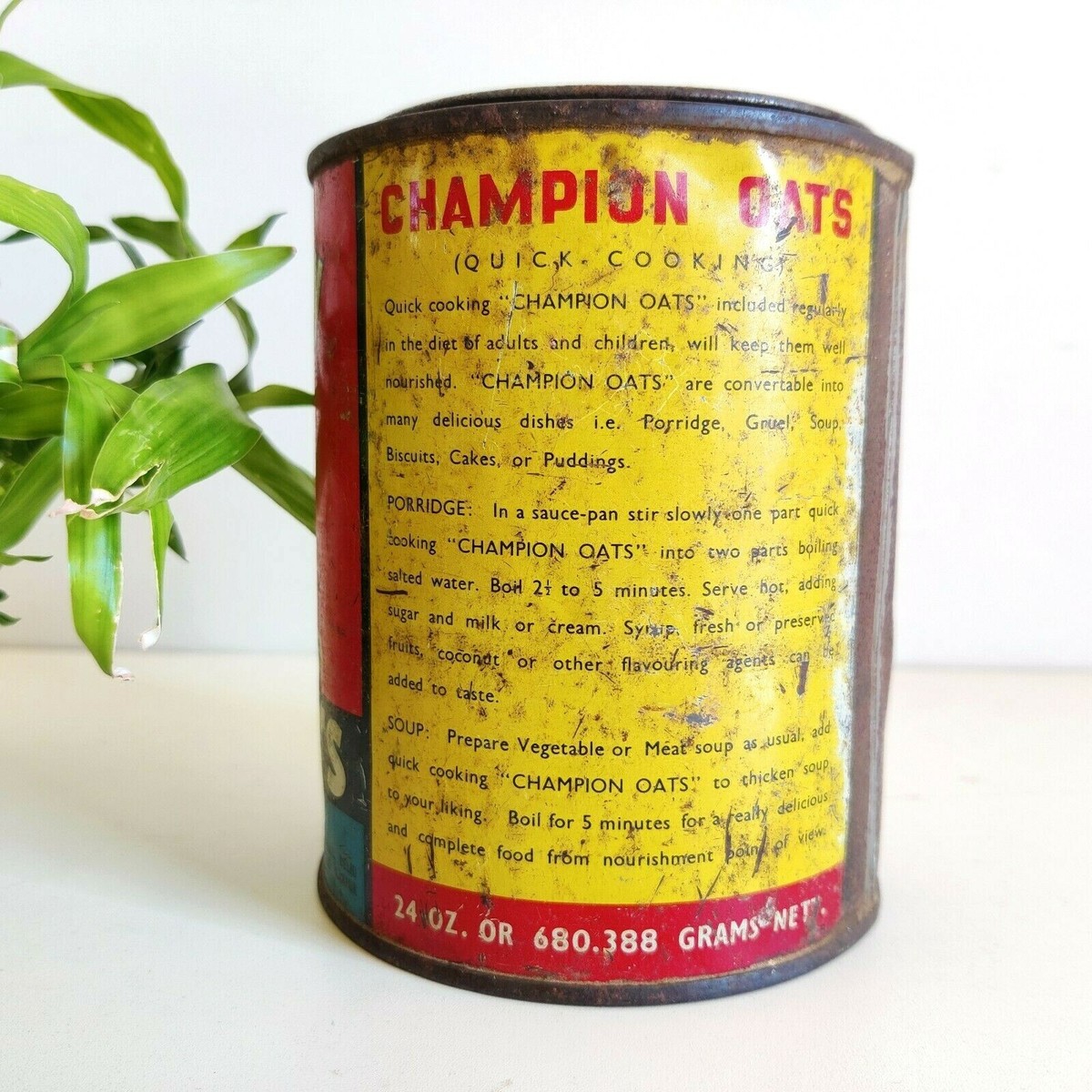 Vintage Champion Quick Cooking Rolled White Oats Advertising Litho