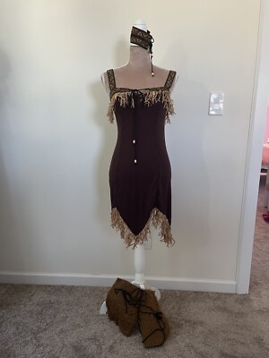 Women s size small Native American costume dress with boot covers and arm wrap