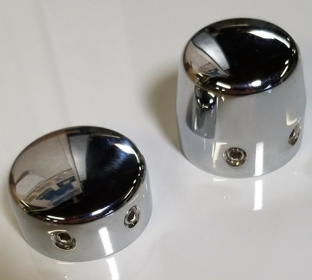 Chrome Front Axle Nut Cover Caps for Harley 35mm Only (Custom Cycle