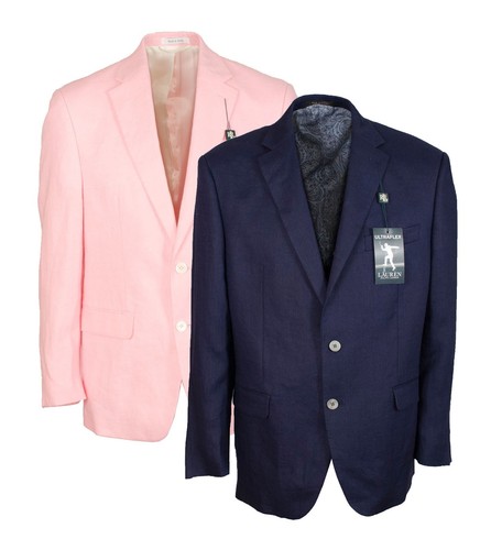 Linen Jacket Blazer Polo Navy Pink 