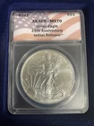 2011 SILVER EAGLE ANACS MS70 FROM 25TH ANNIVERSARY SET FLAG LABEL