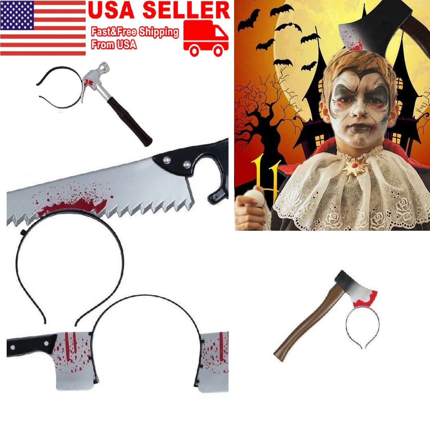 Halloween Decoration Scary Horror Headband Knife Saw For Party Hair Accessories