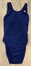 Adidas Women  s Active Blue ONE Piece Swim Suit Size 30 Solid V-Back NWT AWX8610
