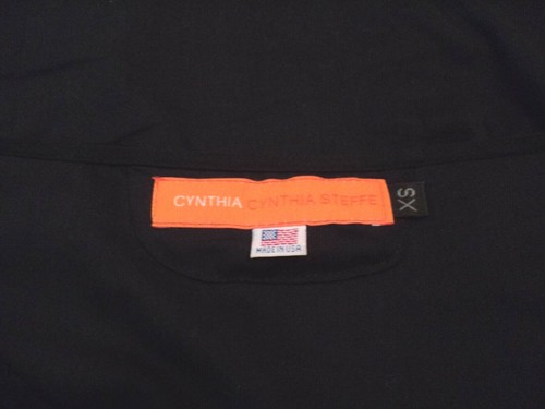 Cynthia Steffe Top Size XS Black Semi-sheer Long Sleeves Lace Trim - Picture 3 of 3