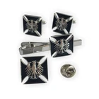 Bundesadler Iron Cross WW2 Eagle Military Army Pin &Cufflinks & Tie Bar Clip Set