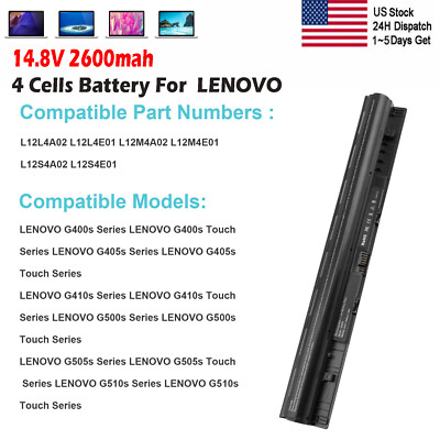 4 Cells L12L4A02 Battery For Lenovo G405s G400S G405S G510S G500S Z710 L12L4E01