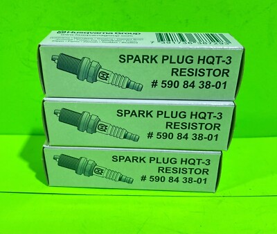 Genuine Husqvarna Spark Plug HQT-3 Resistor 590843801 OEM fits RZ7C CMR6H 3 pack