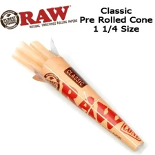 Raw 1 1/4 Classic CONE Rolling Papers 6 Cones/PK 1 Pack USA SHIPPED