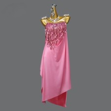 Pink Dancewear Skirt Ballroom Latin Dance Long Dress Girls Stage Costume Suit